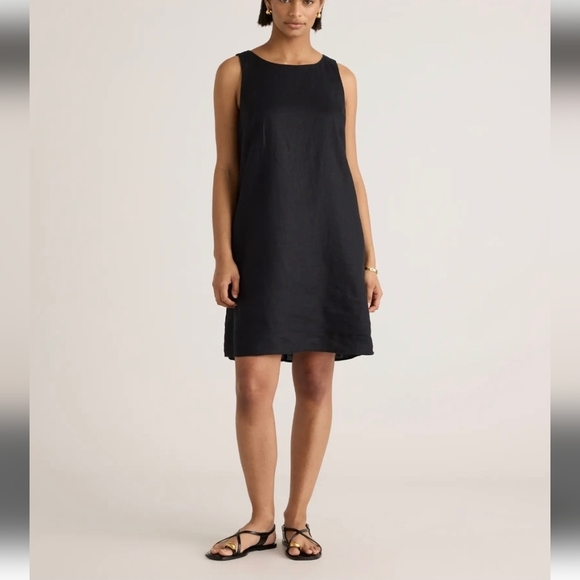 NWT Quince 100% European Linen Tank Dress-Black - Picture 2 of 8